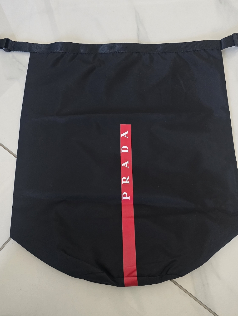 Prada Linea Rossa Black Dust Bag with Red Logo Stripe